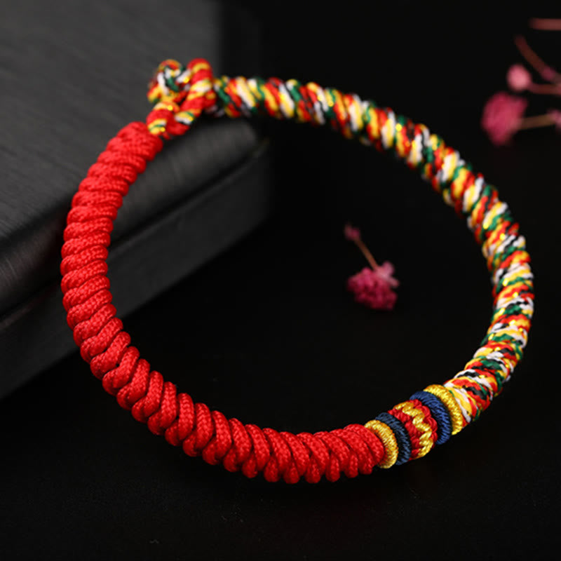 Pulsera de cuerda trenzada con nudo King Kong, hilo multicolor hecho a mano tibetano con Buddha Stones