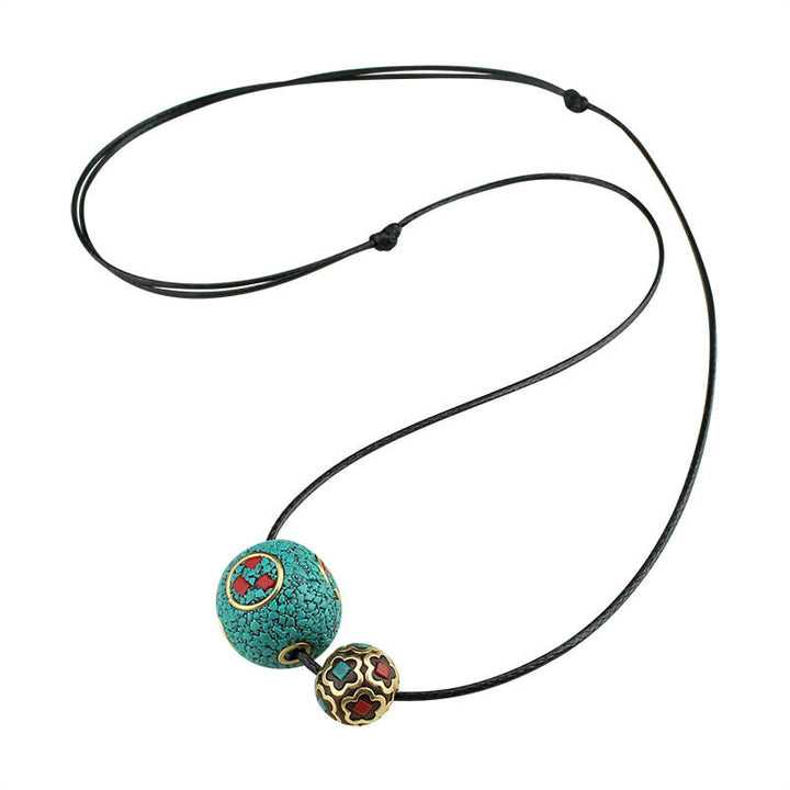 Colgante de collar de fuerza de protección de cuentas dobles de turquesa tibetana con Buddha Stones - image 10