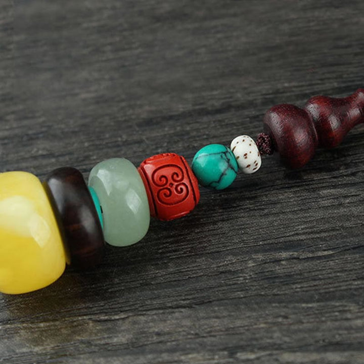 Calabaza de madera de ébano y sándalo verde, pagoda de siete capas, decoración positiva para colgar en el teléfono