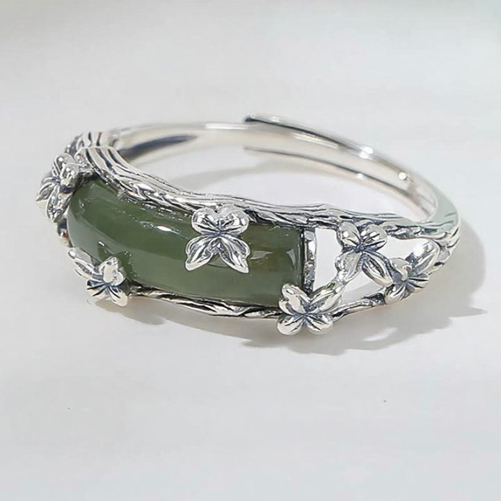 Buddha Stones Anillo de protección y amor con mariposa de jade de inspiración china - image 2