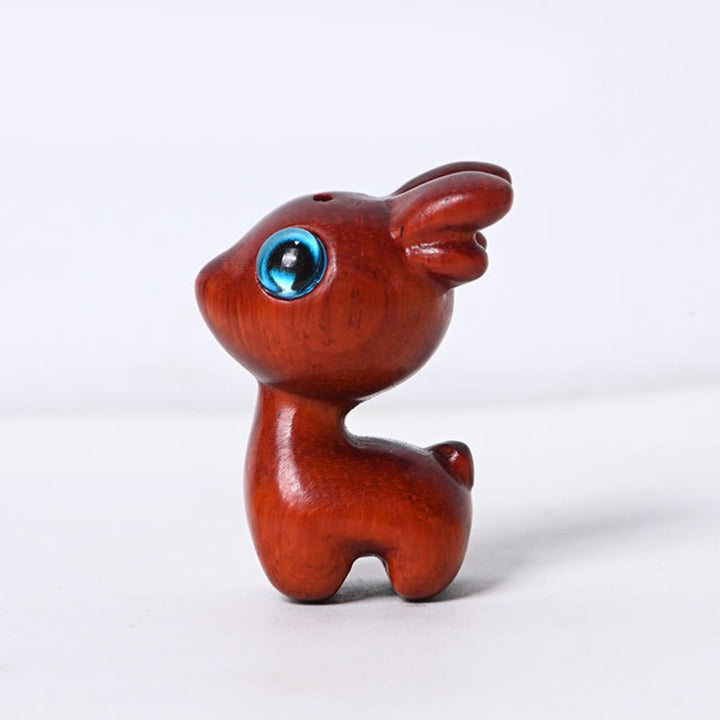 Buddha Stones, hoja pequeña, sándalo rojo, madera de ébano, sándalo verde, decoración de protección de Mini ciervo de la suerte - Hoja pequeña de ciervo de sándalo rojo (3,6 x 2,5 x 2 cm) - image 2