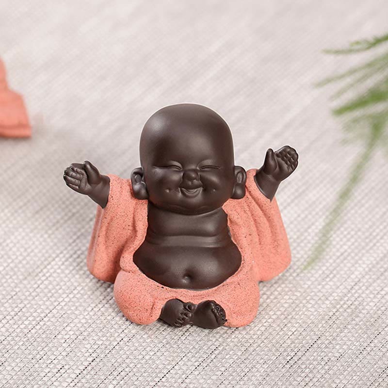 Buddha Stones siempre sonriendo, Buda riéndose, riqueza, suerte, arcilla púrpura, estatua de Maitreya, decoración - image 4