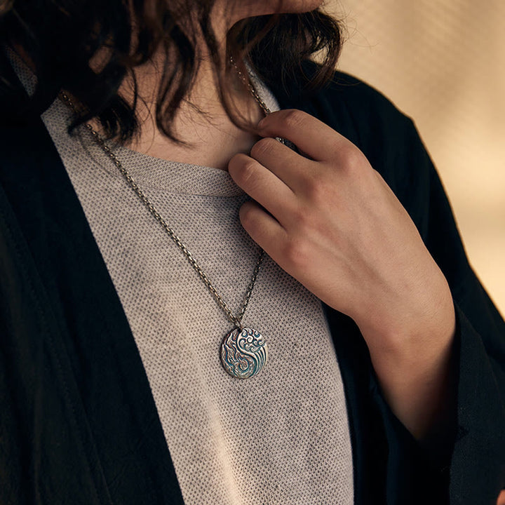 Collar con colgante de equilibrio de agua y fuego Yin Yang de plata de ley 990 con Buddha Stones - image 10