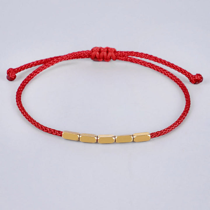 Pulsera de hilo trenzado con protección de cuentas de cobre hecha a mano con Buddha Stones