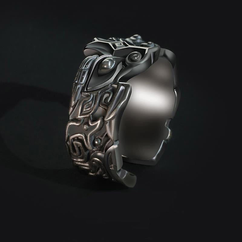 Anillo ajustable de riqueza de cobre blanco FengShui PiXiu