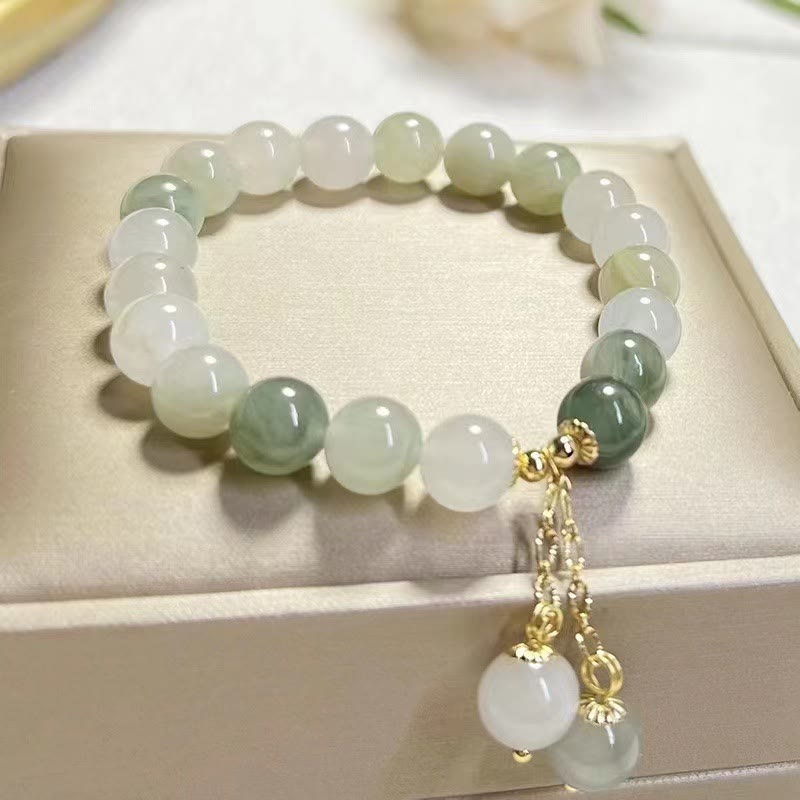 Pulsera con dijes de cuentas de suerte de abundancia de jade degradado natural con Buddha Stones