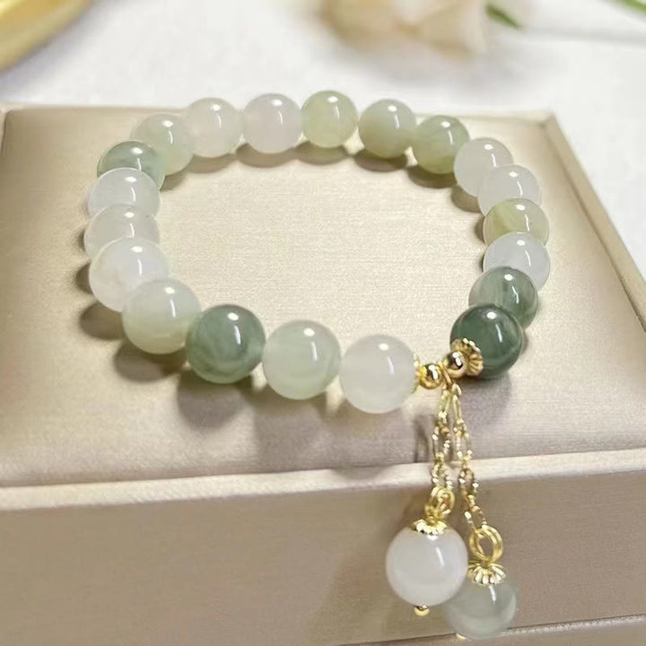 Pulsera con dijes de cuentas de suerte de abundancia de jade degradado natural con Buddha Stones