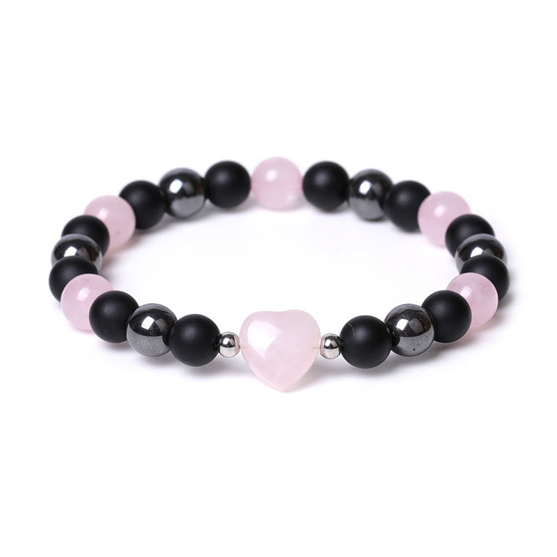 Pulsera de protección de corazón de amor de cristal de piedra de ojo de tigre de ónix negro de Buddha Stones