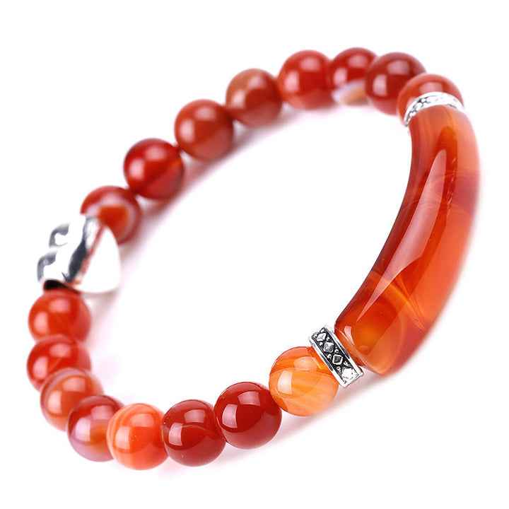 Pulsera de corazón unisex con cuentas de cristal natural