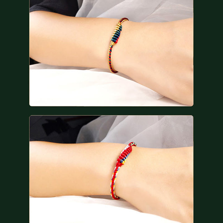 Pulsera de protección trenzada con rueda de oración, nudo de la paz, hecho a mano, con Buddha Stones tibetanas