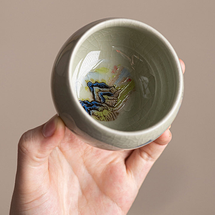 Buddha Stones Un panorama de ríos y montañas Taza de té de cerámica Taza de té Kung Fu 150 ml