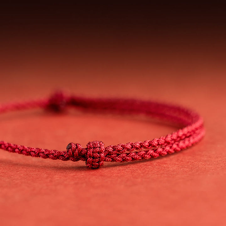 Pulsera trenzada de hilo rojo con perlas de ágata y personaje de buena fortuna, Plata de Ley 925 con Buddha Stones