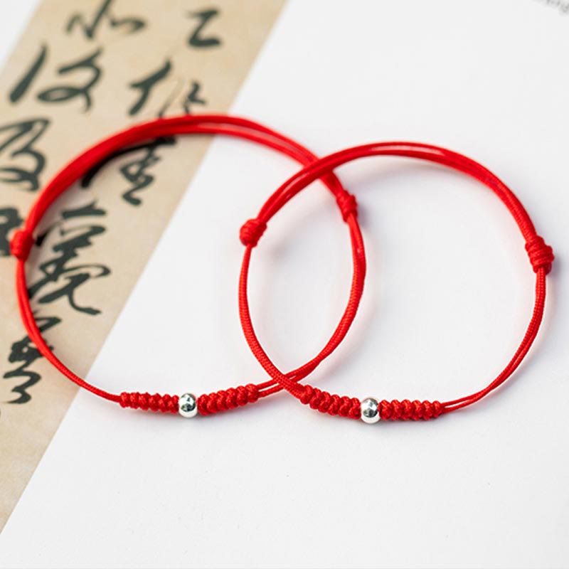 Pulsera trenzada de cordón fino rojo con cuentas de la suerte y Buddha Stones de plata de ley 925. - image 19