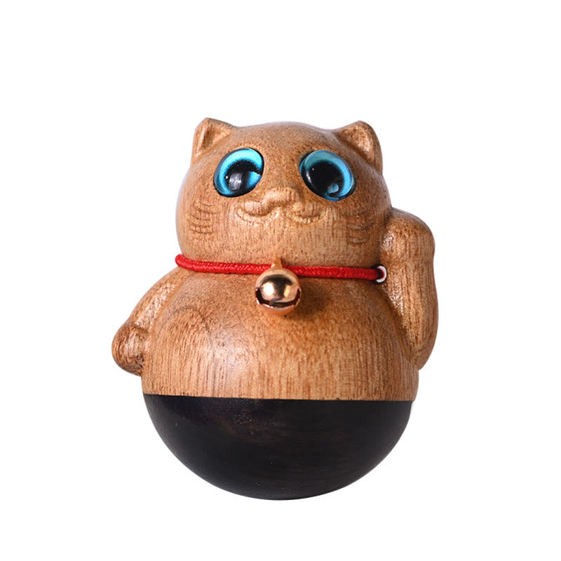 Buddha Stones Mini gato de la suerte gatito Phoebe Zhennan decoración de bendición de madera - image 23