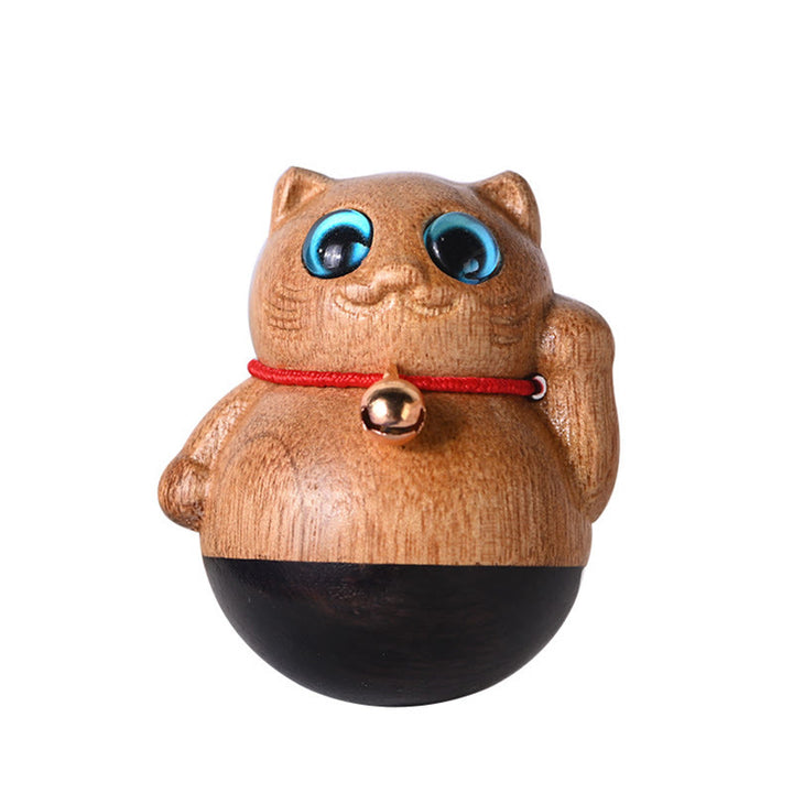 Buddha Stones Mini gato de la suerte gatito Phoebe Zhennan decoración de bendición de madera - image 23