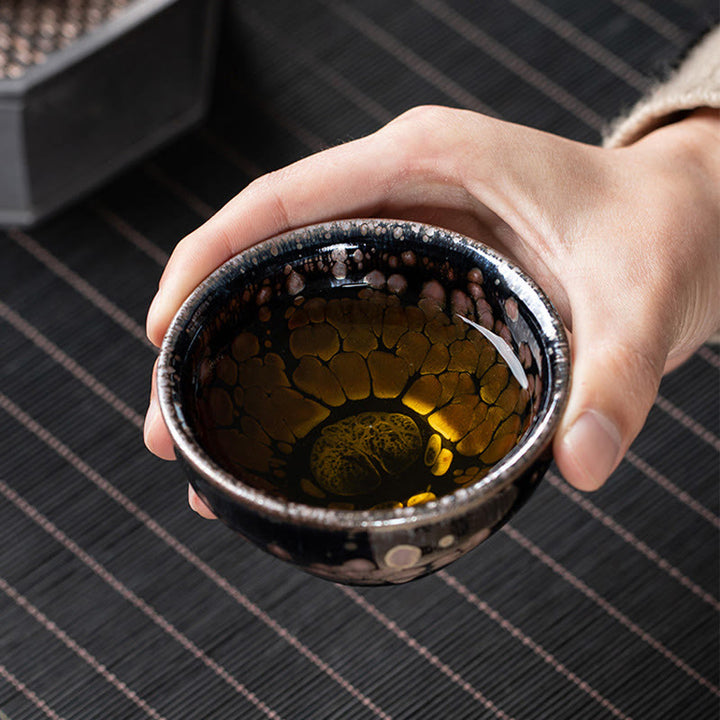 Buddha Stones hechas a mano, flores de cerezo, diseño de Sakura, taza de té de cerámica china Jianzhan, taza de té de Kung Fu