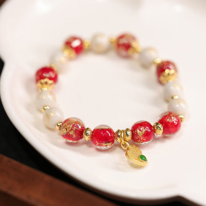 Buddha Stones calabaza dios de la riqueza encanto fortuna Liuli cuentas de vidrio incienso ceniza pulsera de cuentas de porcelana