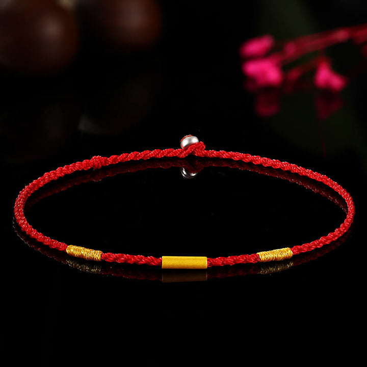 Pulsera de protección trenzada con nudos de deseos de cuatro hilos hecha a mano con cuentas de oro 999 de Buddha Stones