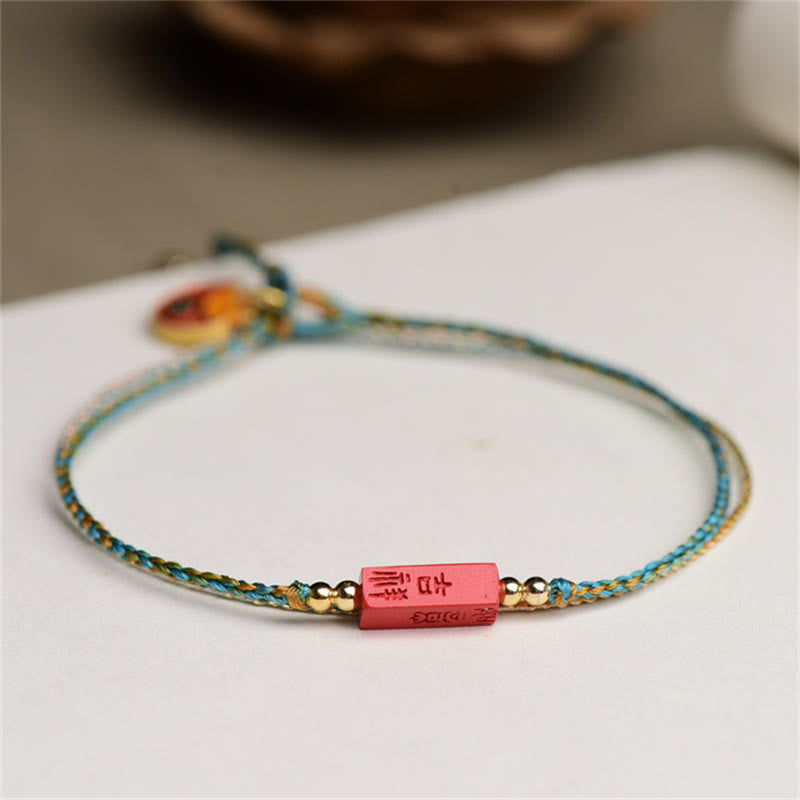 Pulsera de doble capa trenzada con Buddha Stones hechas a mano con cinabrio como uno desea bendición