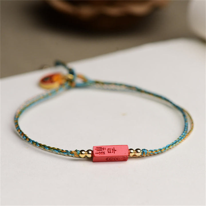 Pulsera de doble capa trenzada con Buddha Stones hechas a mano con cinabrio como uno desea bendición