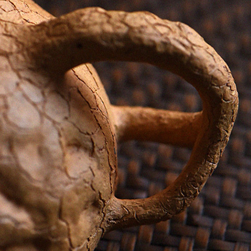 Tetera de kungfú de arcilla púrpura con textura de árbol Vintage hecha a mano con Buddha Stones 220ml