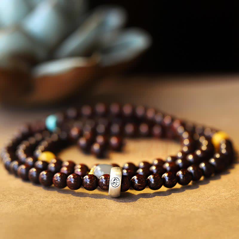 Pulsera de plata de ley 925 con Buddha Stones , hoja pequeña india, sándalo rojo, jade gris hetiano, ámbar, estrella dorada