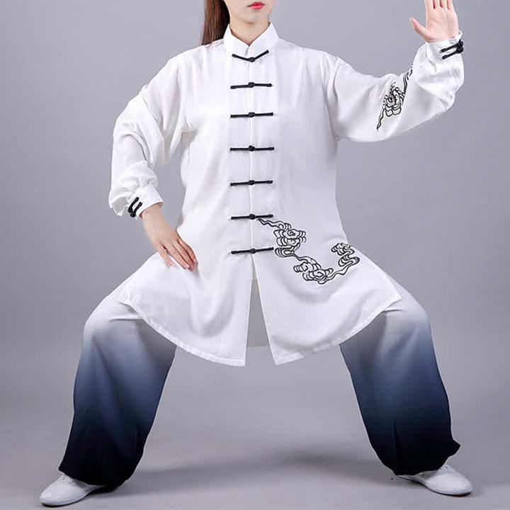 Conjunto de ropa para mujer con Buddha Stones, nubes auspiciosas, gradiente de meditación, oración, espiritualidad, zen, tai chi y qigong.