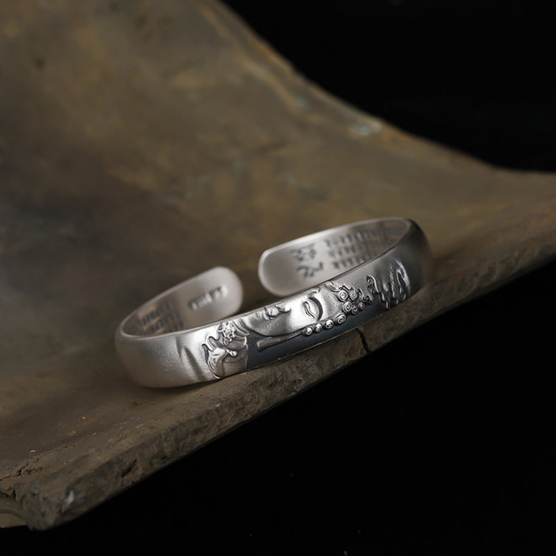Pulsera de plata de ley 999 con Buddha Stones , cabeza de Buda, corazón, Sutra Serenity