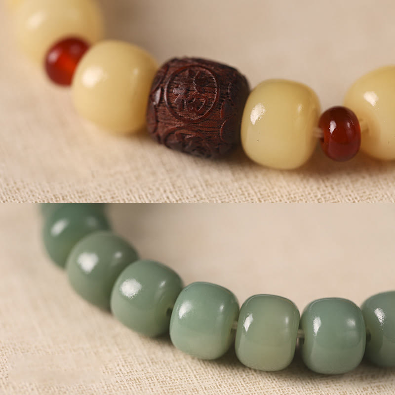 Pulsera de paz con cuentas de carácter Fu de nube auspiciosa de semillas Bodhi de Buddha Stones