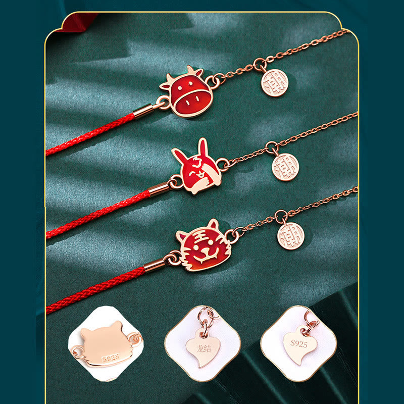 Pulsera de cadena de hilo rojo con protección de la suerte del zodiaco chino que cambia de color de Plata de Ley 925 con Buddha Stones - image 27