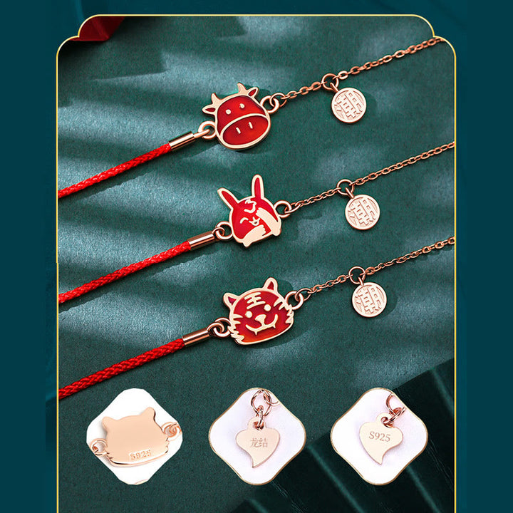 Pulsera de cadena de hilo rojo con protección de la suerte del zodiaco chino que cambia de color de Plata de Ley 925 con Buddha Stones - image 27