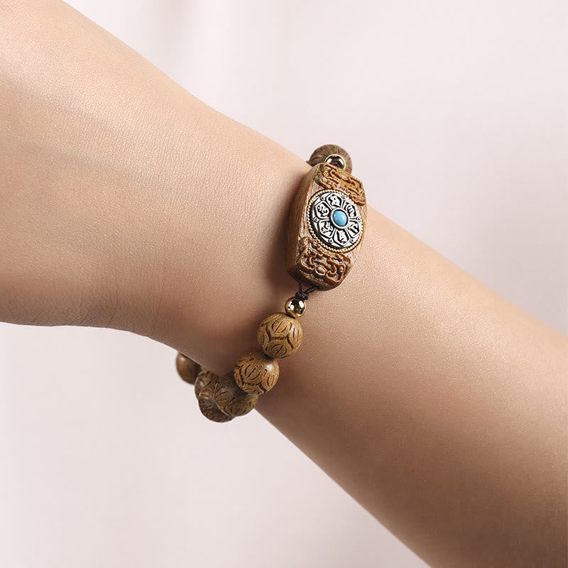 Buddha Stones Sándalo Verde Madera de Ébano Sándalo Om Mani Padme Hum Pulsera Calmante