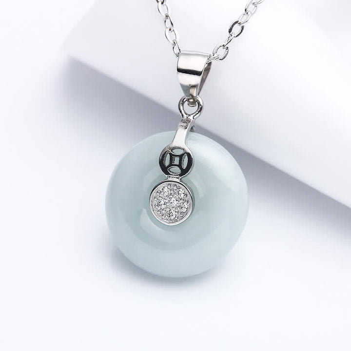 Colgante de plata de ley 925 con hebilla de la paz, moneda de jade, suerte - Jade (Prosperidad♥Abundancia) - image 0