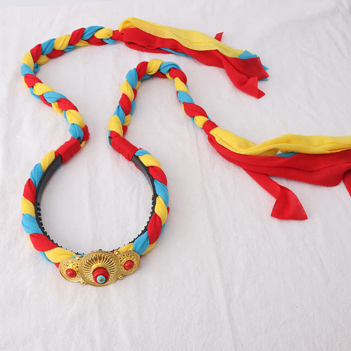Accesorios para el cabello con cuentas de borlas coloridas tibetanas - Amarillo - Tres cuentas - image 10