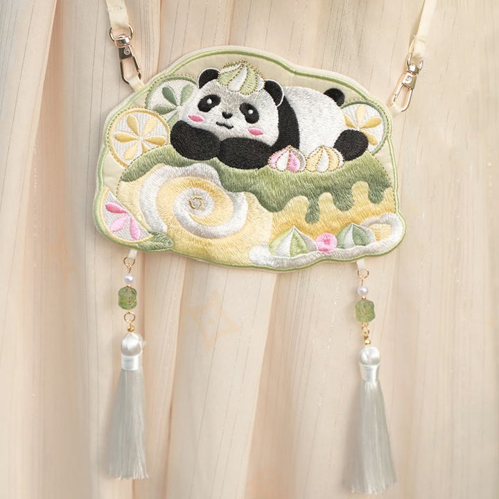 Bordado de Buddha Stones, Panda de la suerte, gato, Shiba Inu, ciervo, conejo, zorro, flor, Animal bonito, Hanfu, bolso cruzado, bolso de hombro