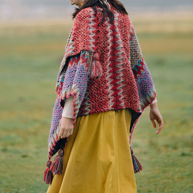 Chal tibetano con Buddha Stones , capa cálida, bufanda tibetana con borlas - image 3