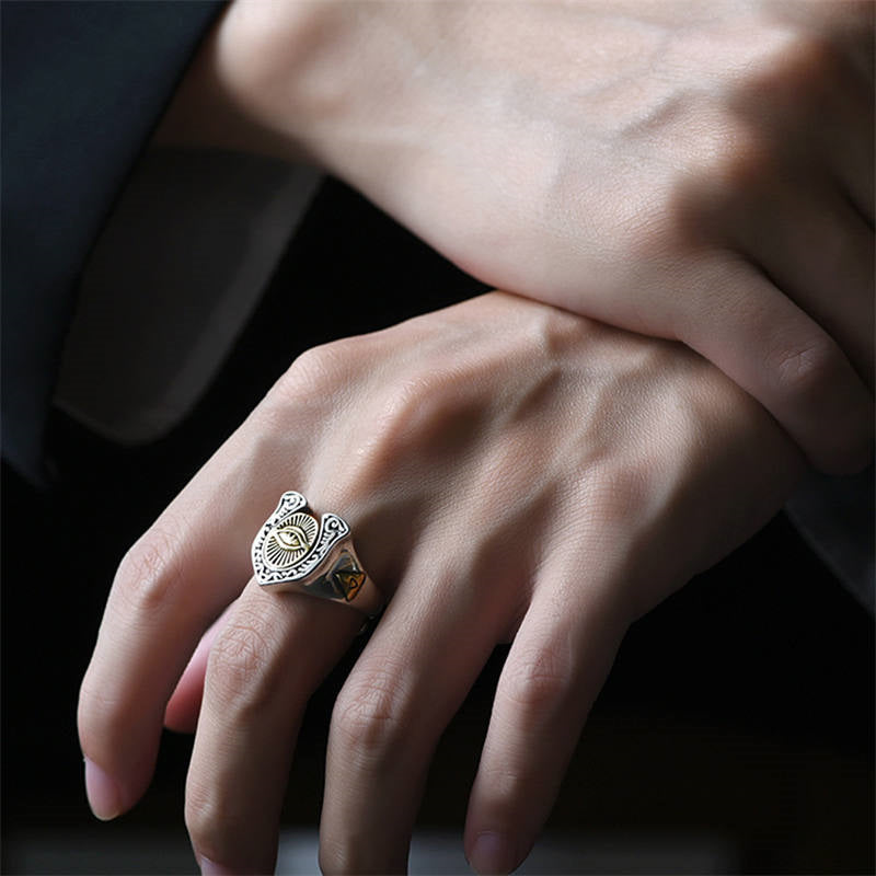Anillo ajustable de cobre con protección curativa del Ojo de Horus
