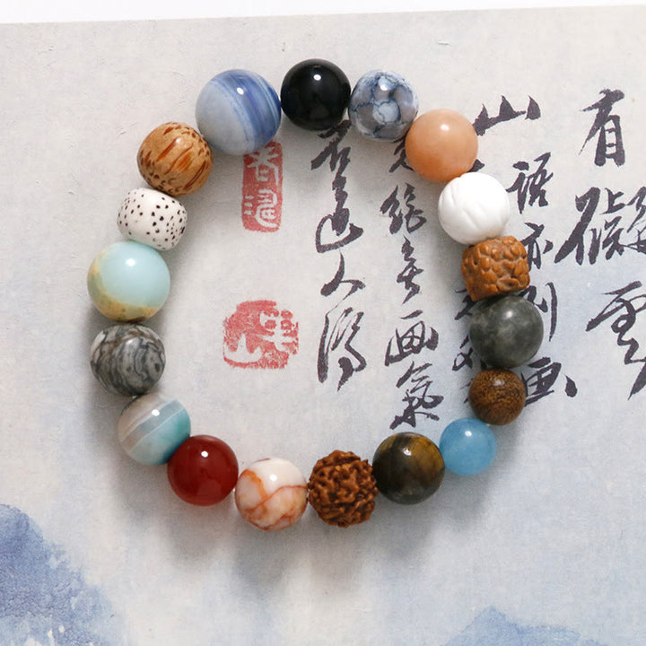 Buddha Stones, semilla de Bodhi Natural, piedra de cristal, ágata, pulsera para mantener alejados los espíritus malignos