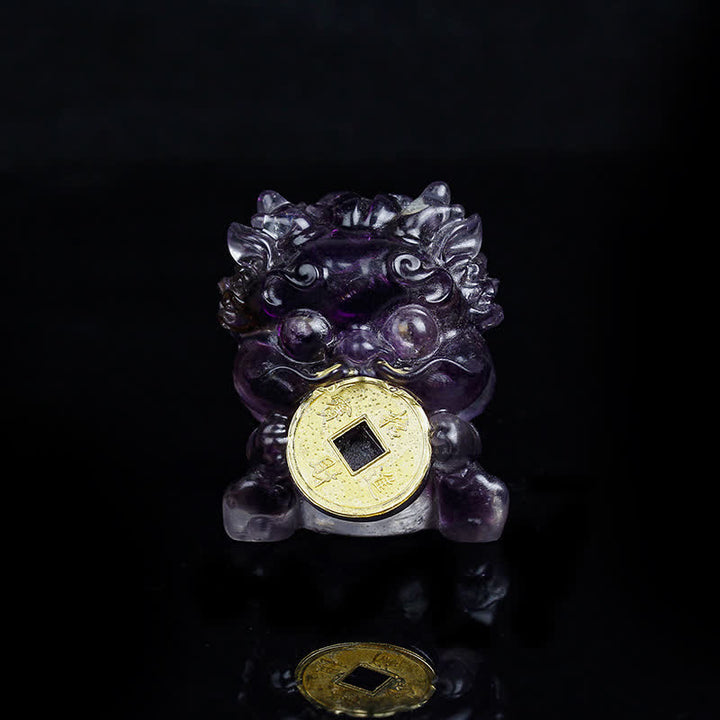 Buddha Stones hechas a mano, moneda de oro PiXiu, cristal Fengshui, energía, fortuna, decoración del hogar
