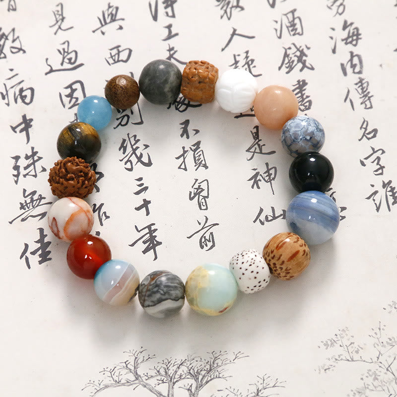 Buddha Stones, semilla de Bodhi Natural, piedra de cristal, ágata, pulsera para mantener alejados los espíritus malignos