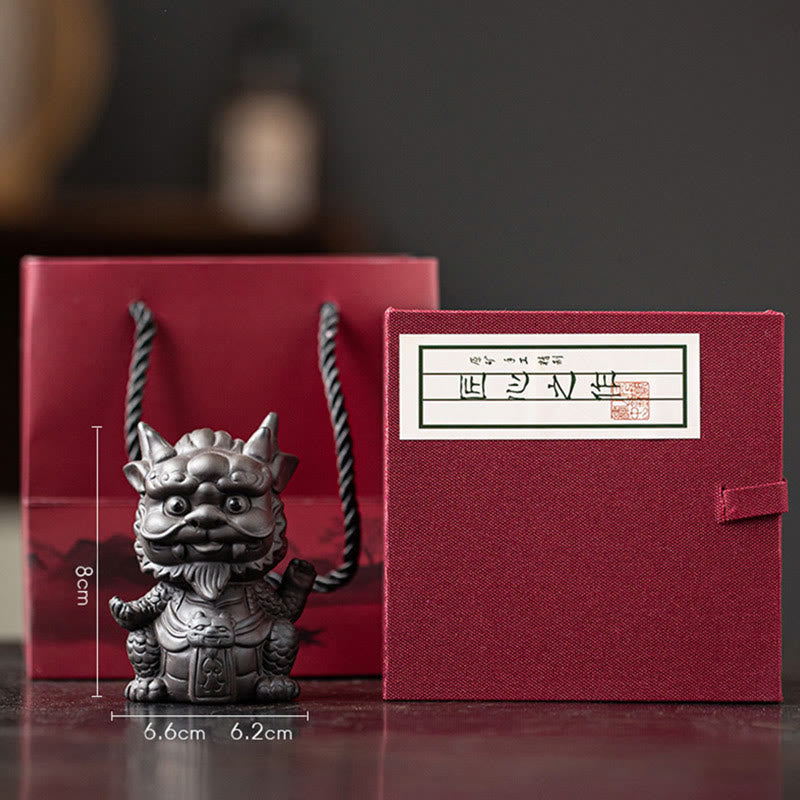 Buddha Stones, dragón de la suerte, riqueza, té, mascota, figura decorativa de arcilla púrpura, decoración
