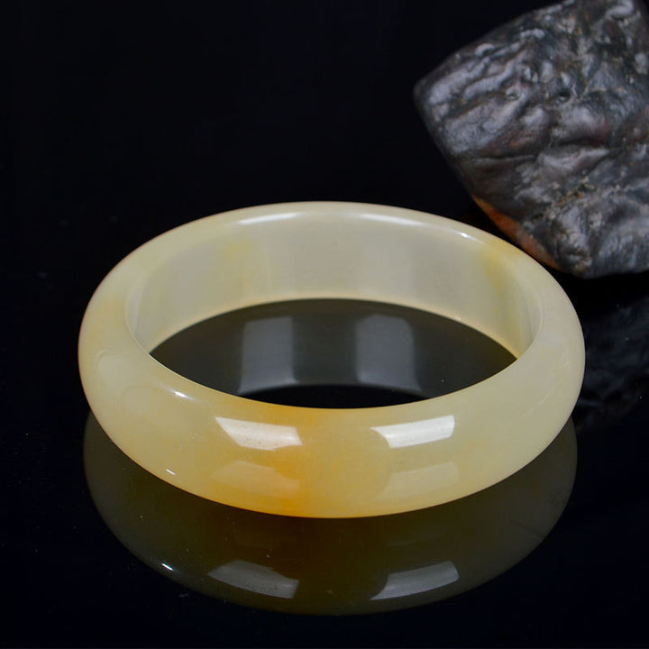 Brazalete de pulsera de riqueza de suerte de jade de seda dorada natural