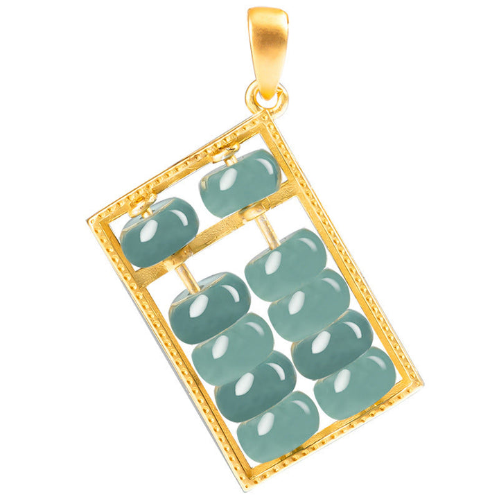 Collar con colgante de cadena de acero y titanio con diseño de ábaco de jade natural y Buddha Stones - image 7