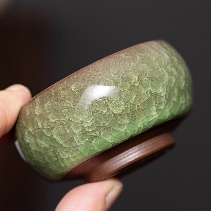 Taza de té de porcelana con diseño de grietas de hielo verde chino, Buddha Stones, cambio de horno Jianzhan, taza de té de Kung Fu