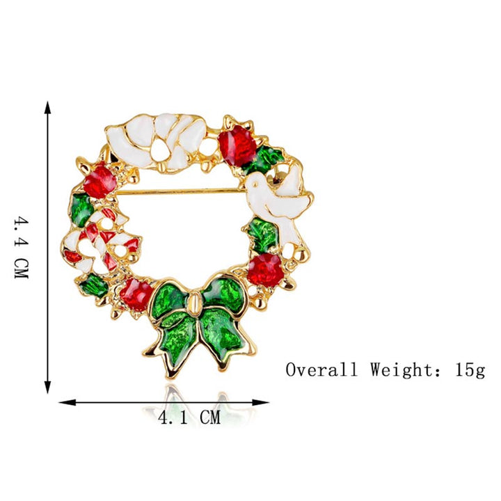 Broche navideño de cristal con diamantes de imitación multicolores