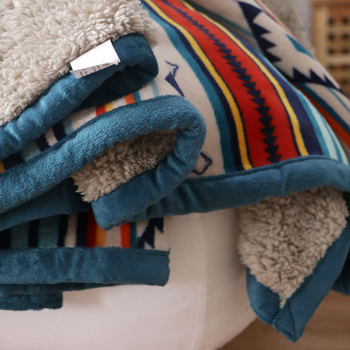 Manta de cama suave y cálida geométrica - image 14