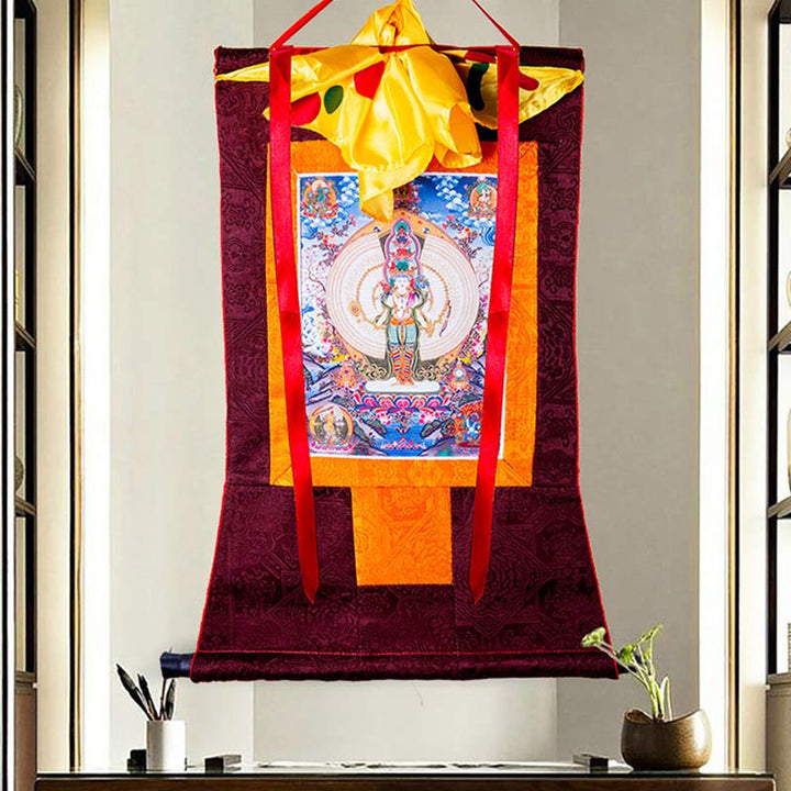 Buddha Stones tibetanas de mil manos Avalokitesvara enmarcadas decoración de bendición Thangka - image 4