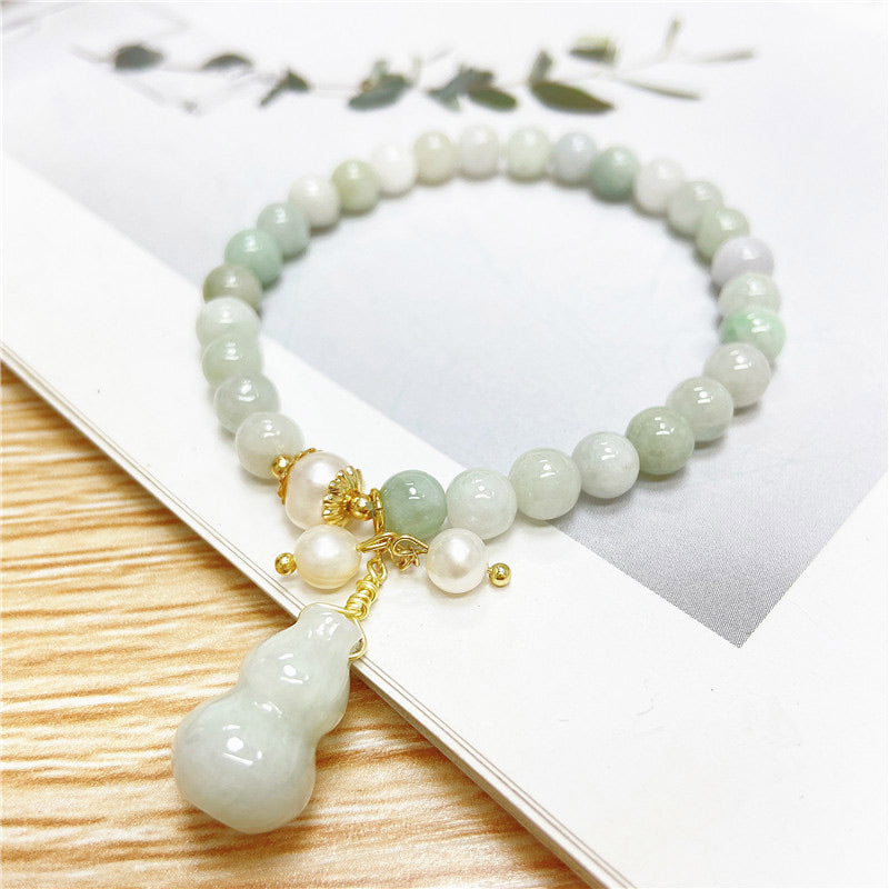 Pulsera con dijes de protección de bendición de calabaza de jade con Buddha Stones