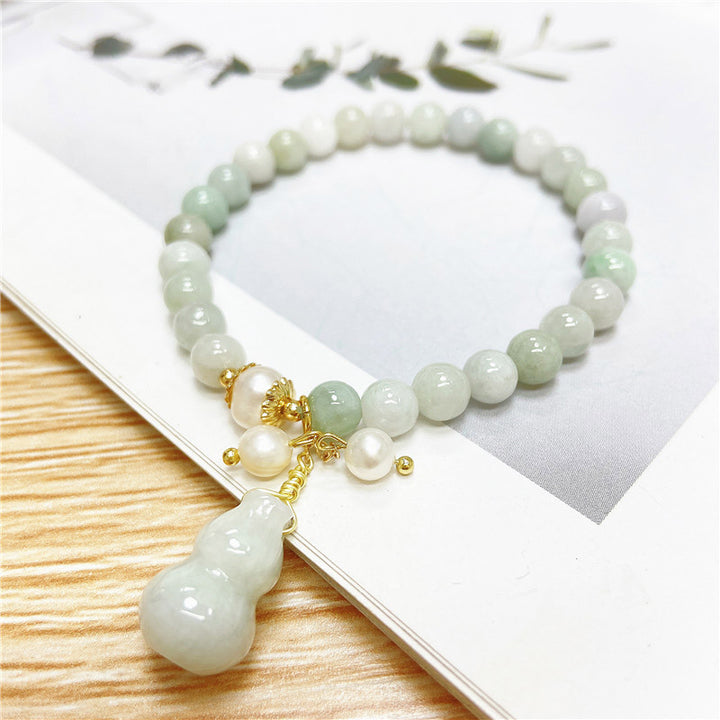 Pulsera con dijes de protección de bendición de calabaza de jade con Buddha Stones