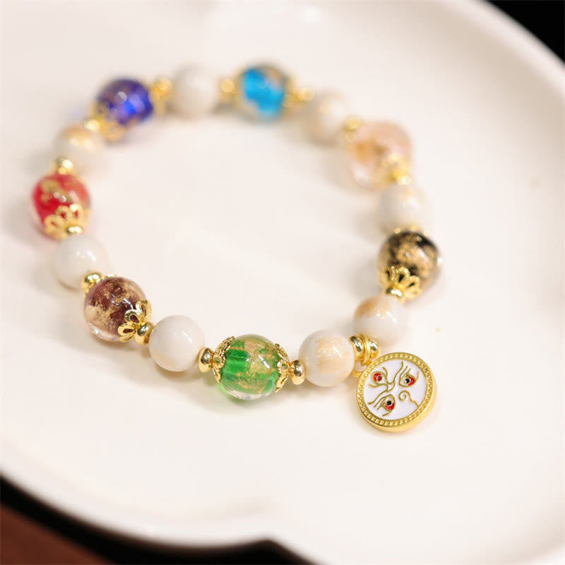 Buddha Stones tibetanas, cinco dioses de la riqueza, fortuna, cuentas de cristal Liuli, cuentas de porcelana de ceniza de incienso, pulsera con abalorio